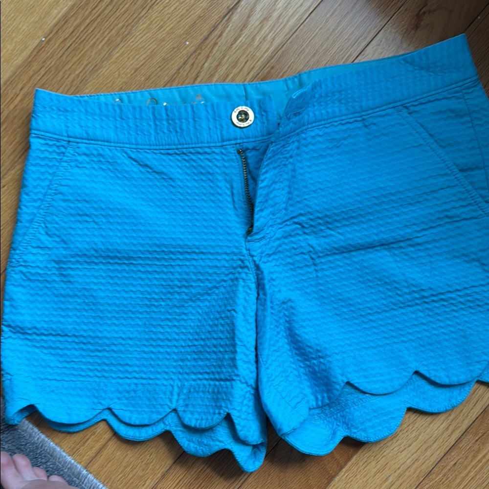 Lilly Pulitzer High Waist Blue Scalloped Shorts